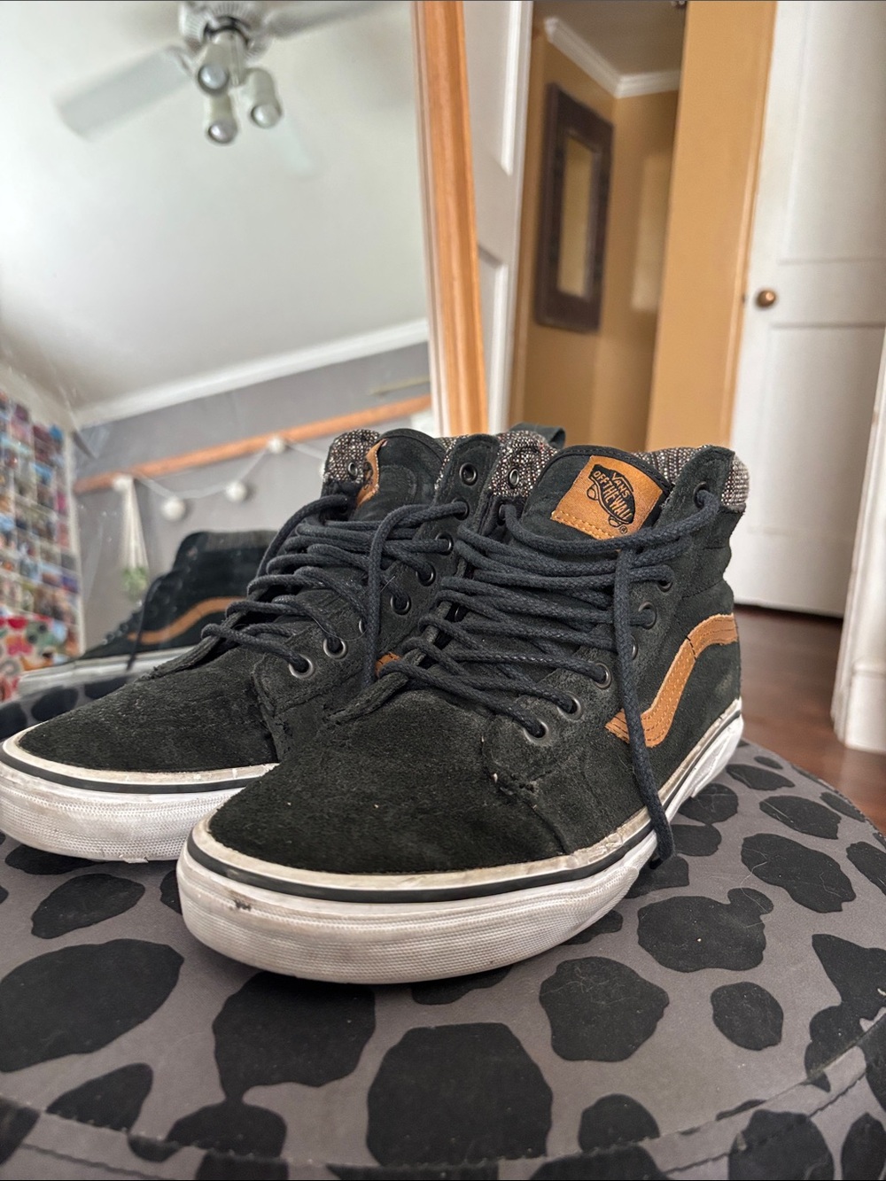 Vans Black Suede High-Top Sneakers with Tan Accent